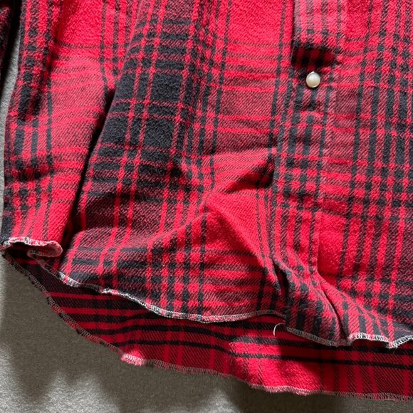 Saddle King Western Pearl Snap Flannel Shirt Men's M Red Plaid Thick Long Sleeve - Picture 6 of 9